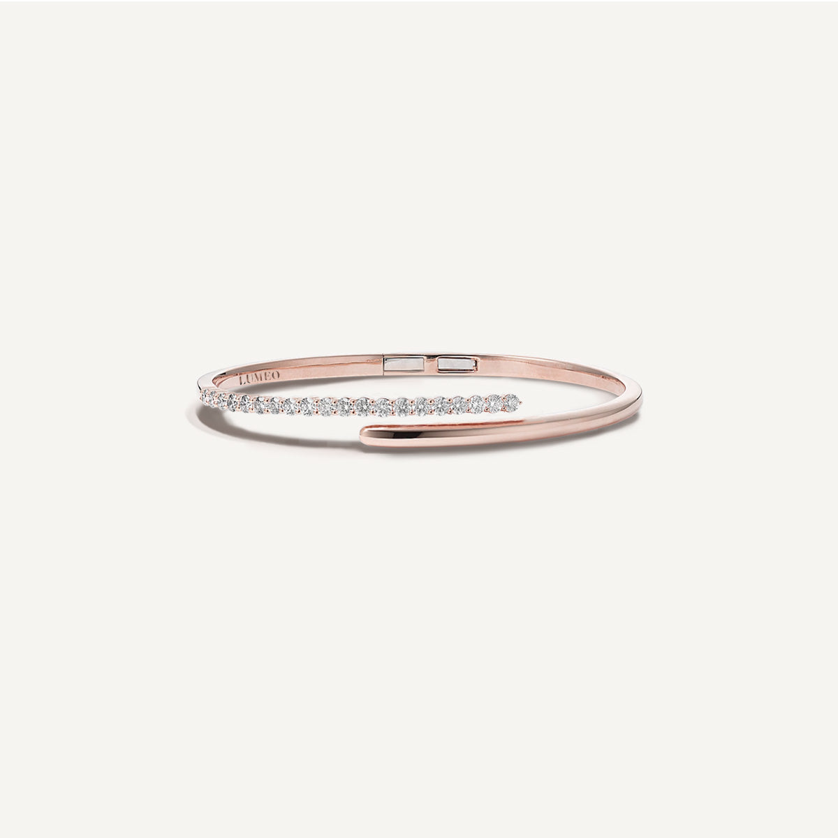 LUMEO Jaycee Half Pave Bracelet in 18k Solid Rose Gold