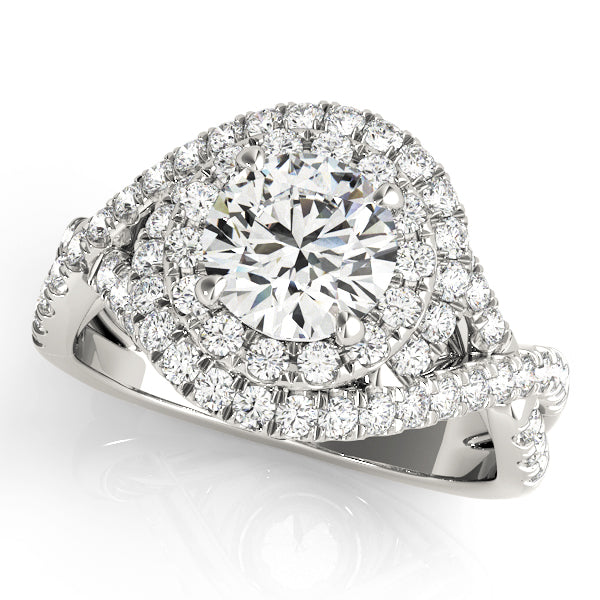 LUMEO Round Halo Diamond Engagement Ring Front View in Platinum #platinum