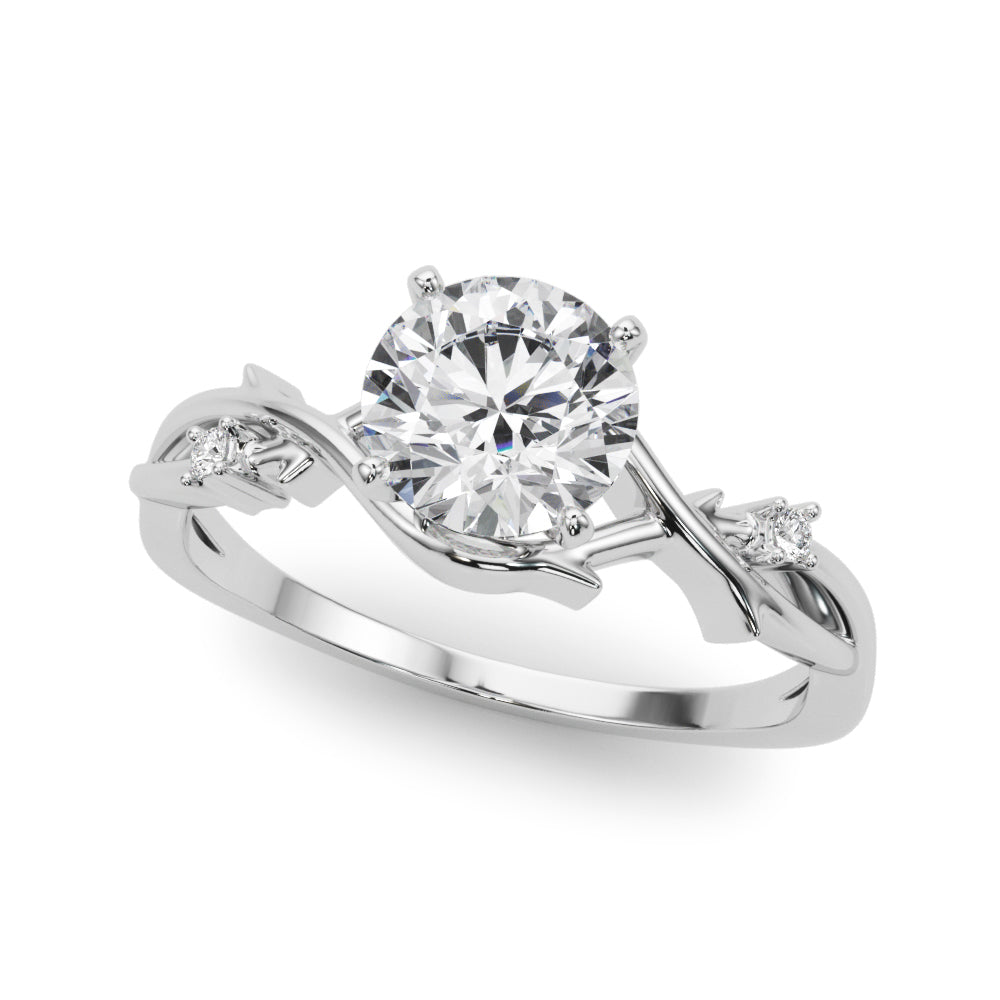 LUMEO Round Solitaire Diamond Engagement Ring Front View in Platinum