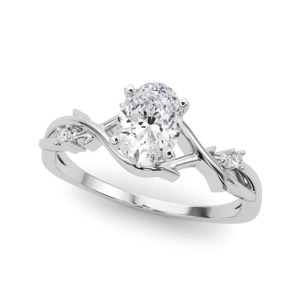 LUMEO Oval Solitaire Diamond Engagement Ring Front View in Platinum