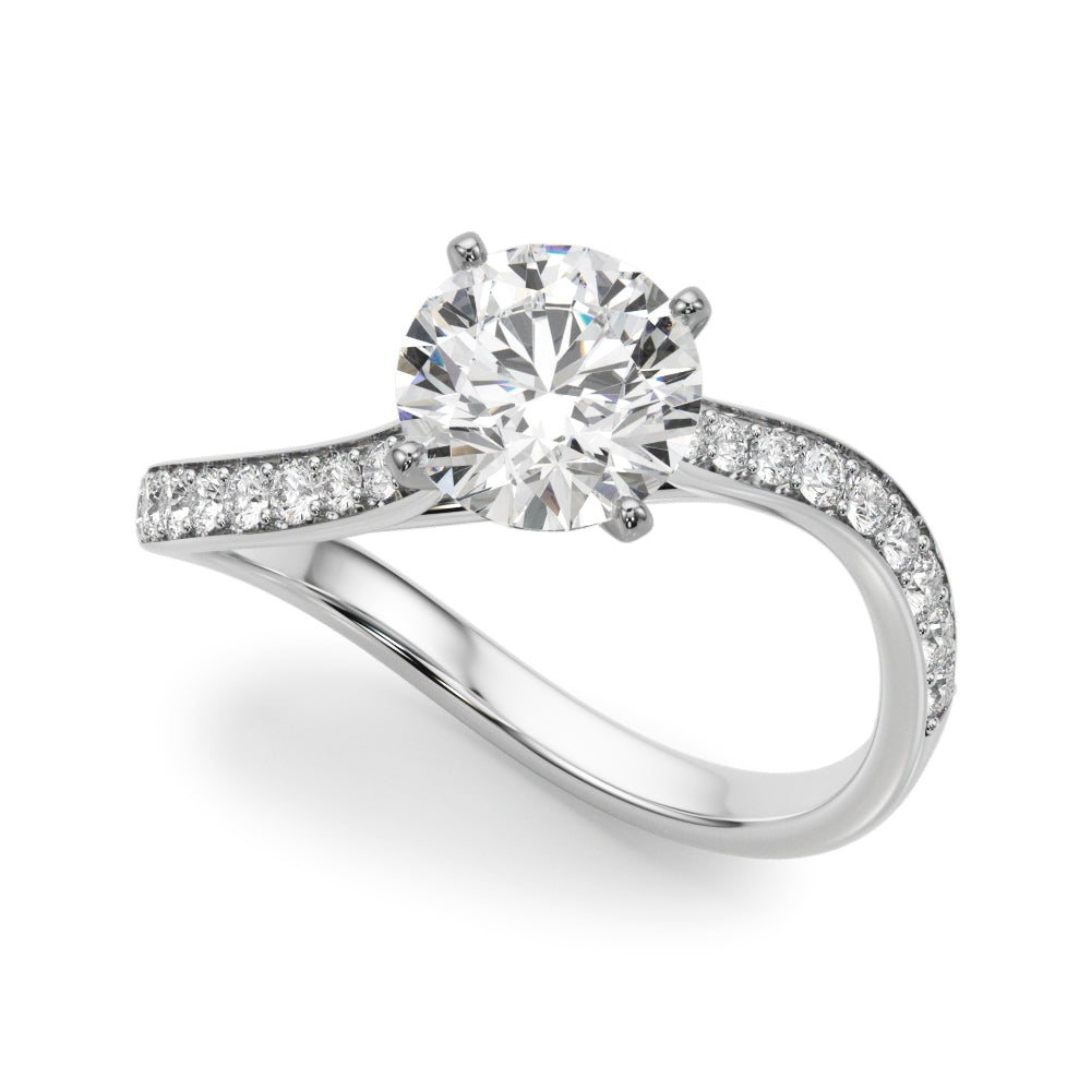 LUMEO Round Solitaire Diamond Engagement Ring Front View in Platinum #platinum