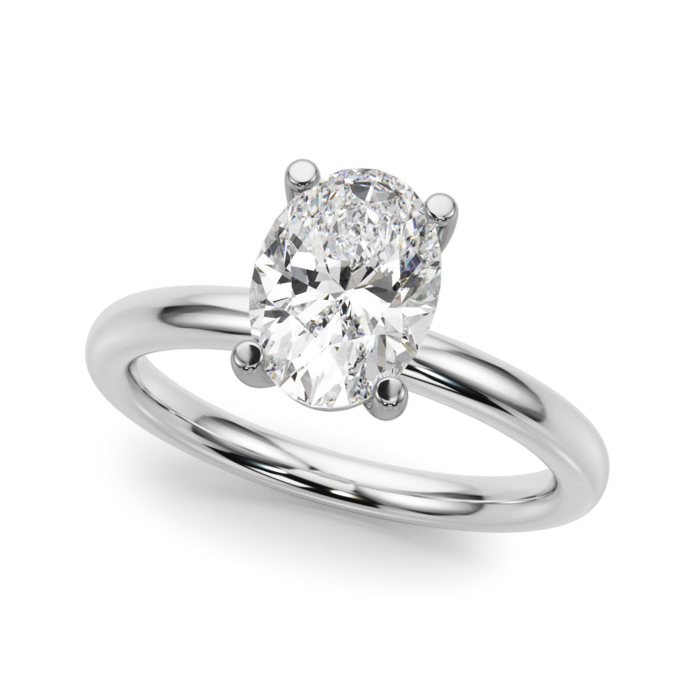 LUMEO Oval Solitaire Diamond Engagement Ring Front View in Platinum #platinum