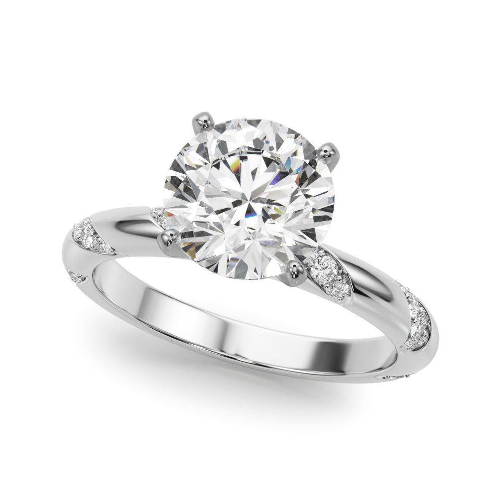 LUMEO Round Solitaire Diamond Engagement Ring Front View in Platinum #platinum