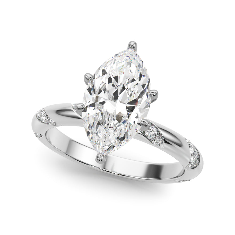 LUMEO Marquise Solitaire Diamond Engagement Ring Front View in Platinum #platinum
