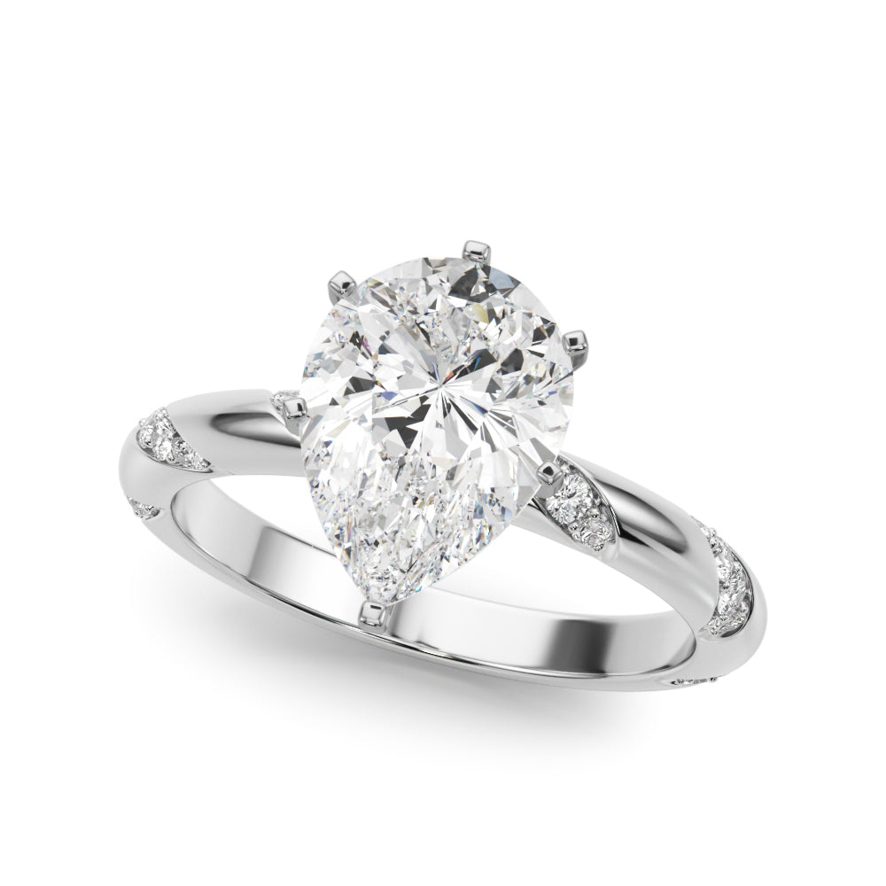 LUMEO Pear Solitaire Diamond Engagement Ring Front View in Platinum #platinum