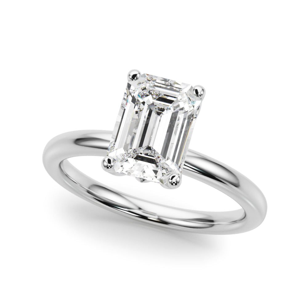 LUMEO Emerald Hidden Halo Diamond Engagement Ring Front View in Platinum #platinum