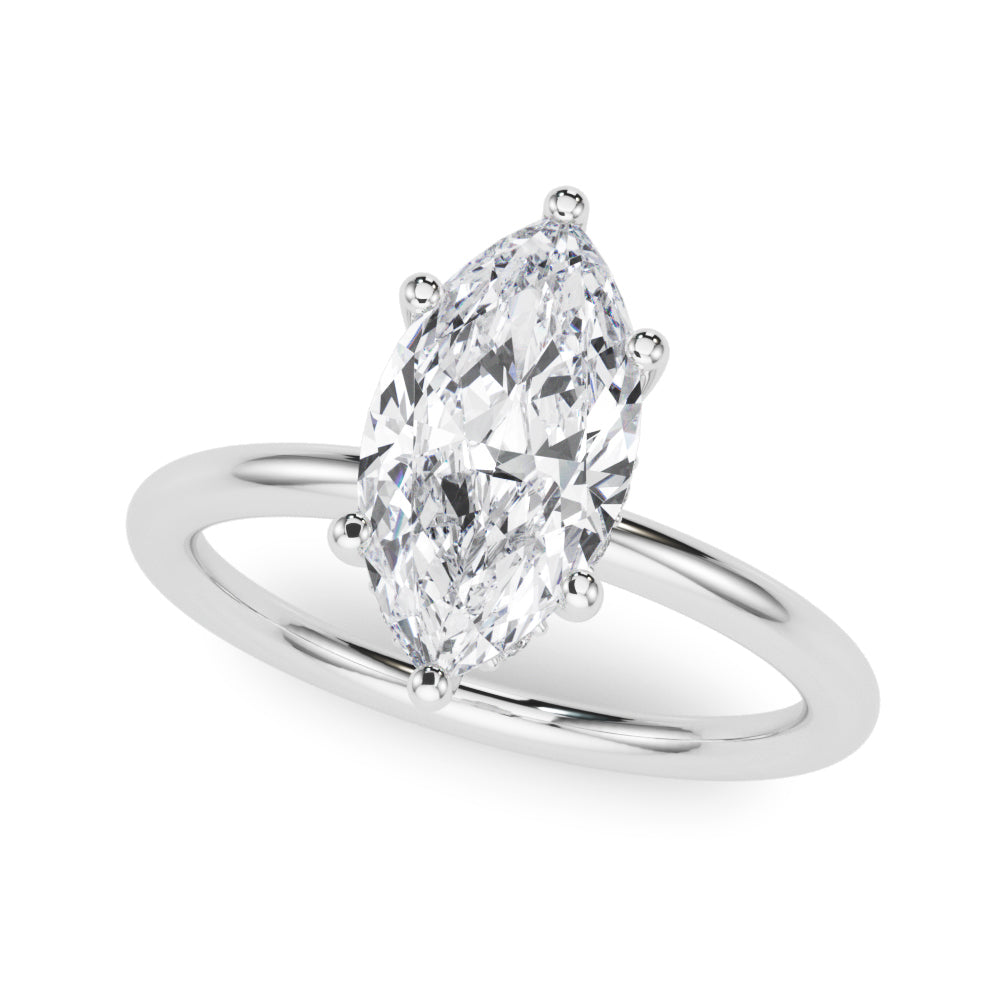 LUMEO Marquise Hidden Halo Diamond Engagement Ring Front View in Platinum #platinum