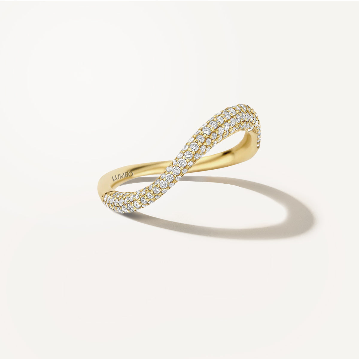 LUMEO Wave Ring Pave in 18k Solid Yellow Gold #18k-solid-yellow-gold