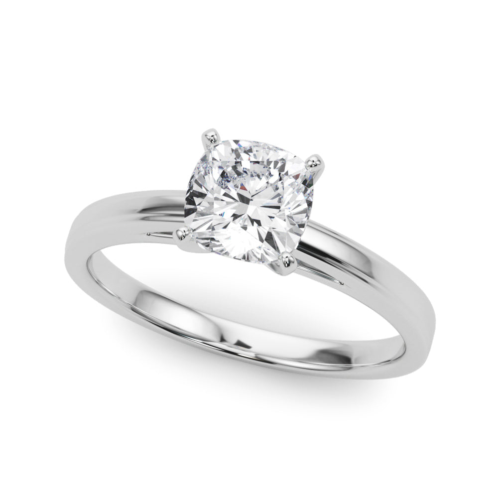 LUMEO Cushion Solitaire Diamond Engagement Ring Front View in Platinum #platinum