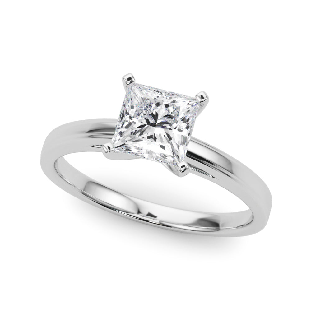 LUMEO Princess Solitaire Diamond Engagement Ring Front View in Platinum #platinum