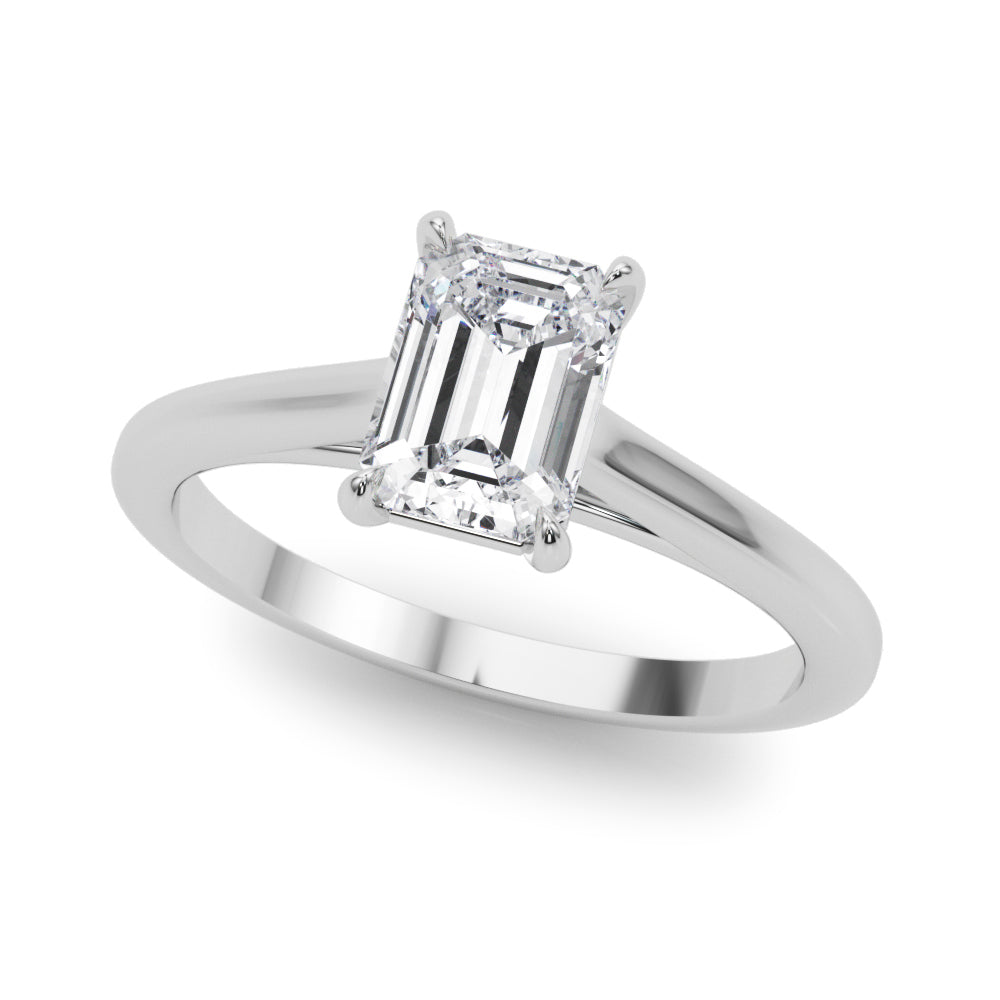LUMEO Emerald Solitaire Diamond Engagement Ring Front View in Platinum #platinum