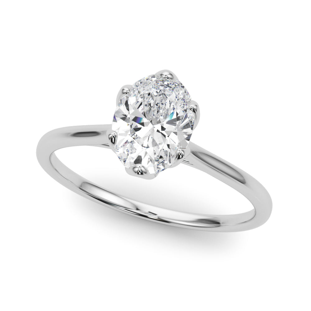 LUMEO Oval Solitaire Diamond Engagement Ring Front View in Platinum #platinum