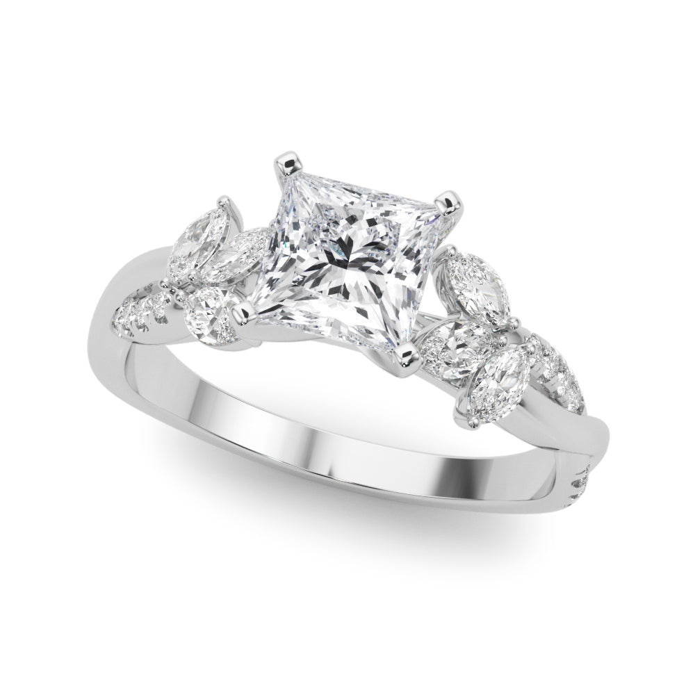 LUMEO Radiant Solitaire Diamond Engagement Ring Front View in Platinum #platinum