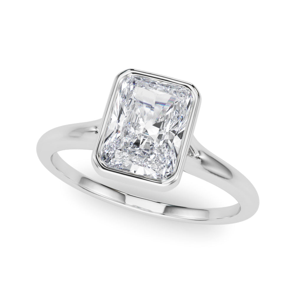 LUMEO Emerald Bezel Diamond Engagement Ring Front View in Platinum #platinum
