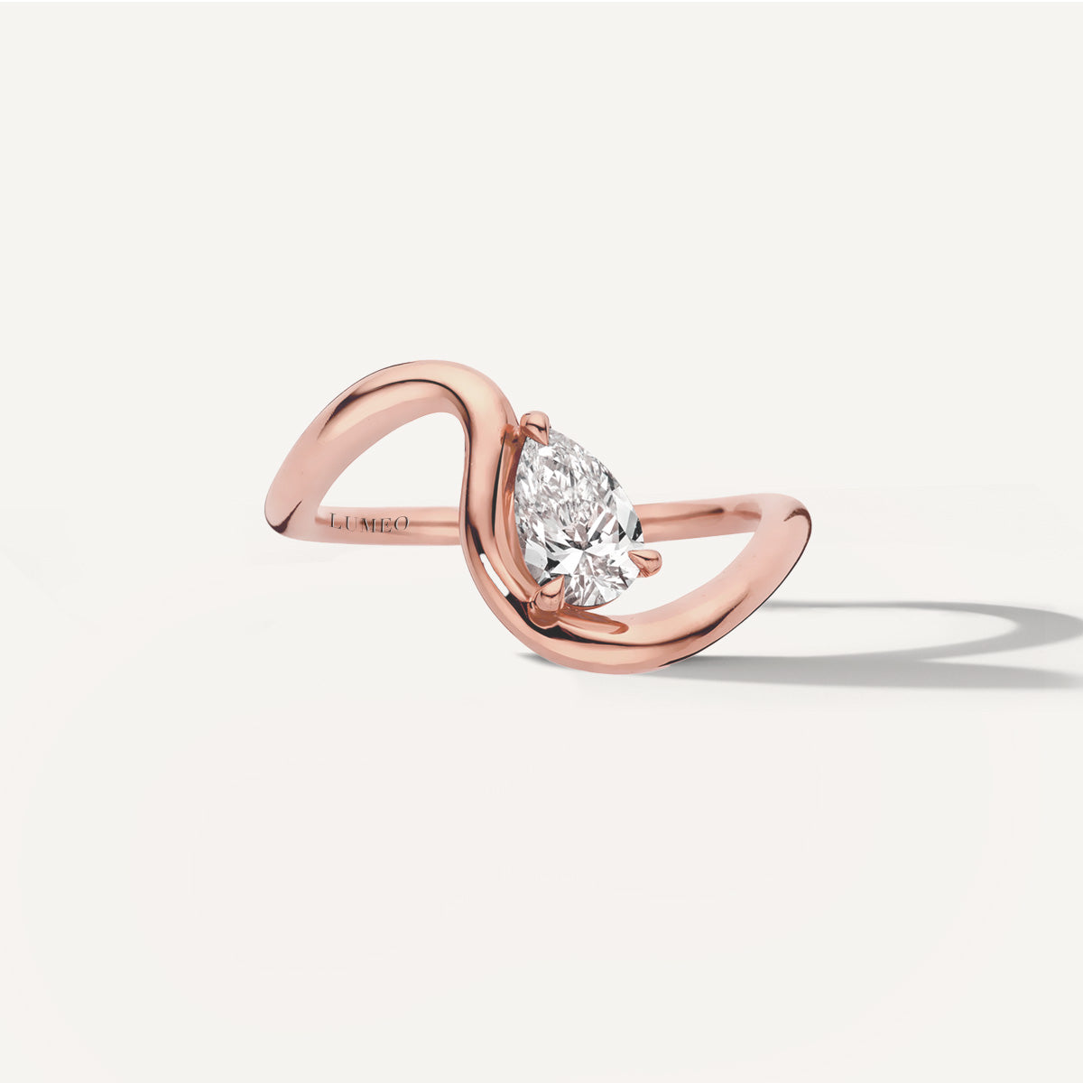 LUMEO Pear Trace Diamond Ring in 18k Solid Rose Gold