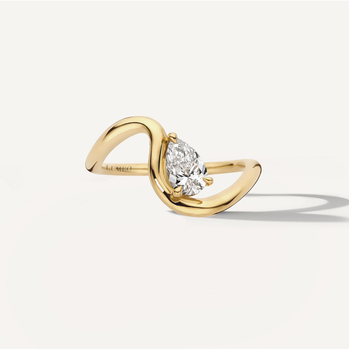 LUMEO Pear Trace Diamond Ring in 18k Solid Yellow Gold #18k-solid-yellow-gold