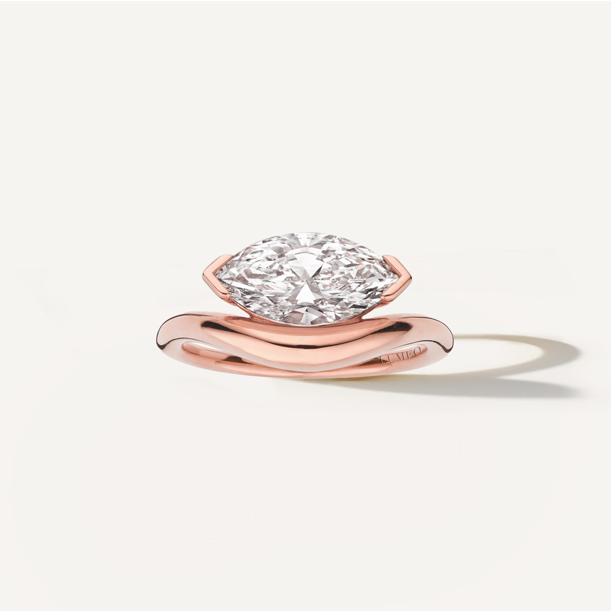 LUMEO Marquise East to West Diamond Ring in 18k Solid Rose Gold
