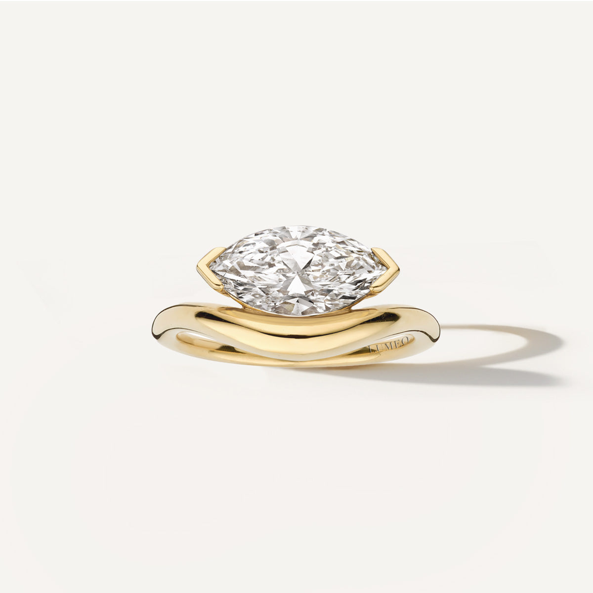 LUMEO Marquise East to West Diamond Ring in 18k Solid Yellow Gold