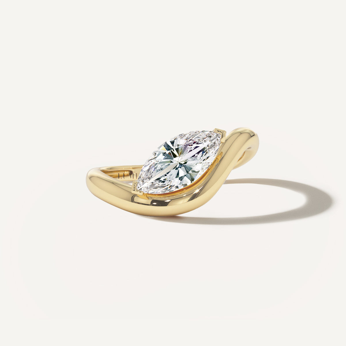 LUMEO Marquise diamond ring in 18k solid yellow gold