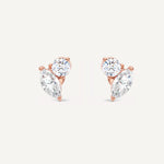 LUMEO Annabel Marquise & Round Toi et Moi Earrings front view in 18k Solid Rose Gold 