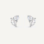LUMEO Annabel Marquise & Round Toi et Moi Earrings front view in Platinum or 18k Solid Yellow Gold 