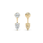 LUMEO Ana Round & Pear Toi et Moi Jacket Earrings back view in 18k Solid Yellow Gold 