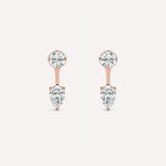 LUMEO Ana Round & Pear Toi et Moi Jacket Earrings front view in 18k Solid Rose Gold 