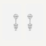 LUMEO Ana Round & Pear Toi et Moi Jacket Earrings front view in Platinum or 18k Solid White Gold 