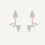LUMEO Zoey Pear Trace Jacket Earrings front view in 18k Solid Rose Gold 