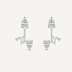 LUMEO Zoey Pear Trace Jacket Earrings front view in Platinum or 18k Solid Yellow Gold 