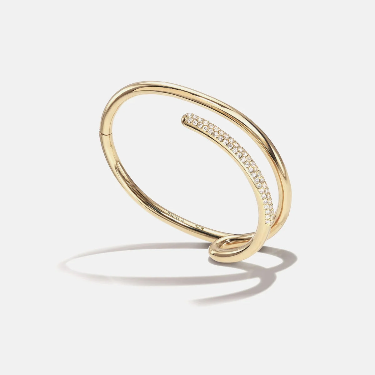 LUMEO Selma Half Pave Bracelet in 18k Solid Yellow Gold Side View