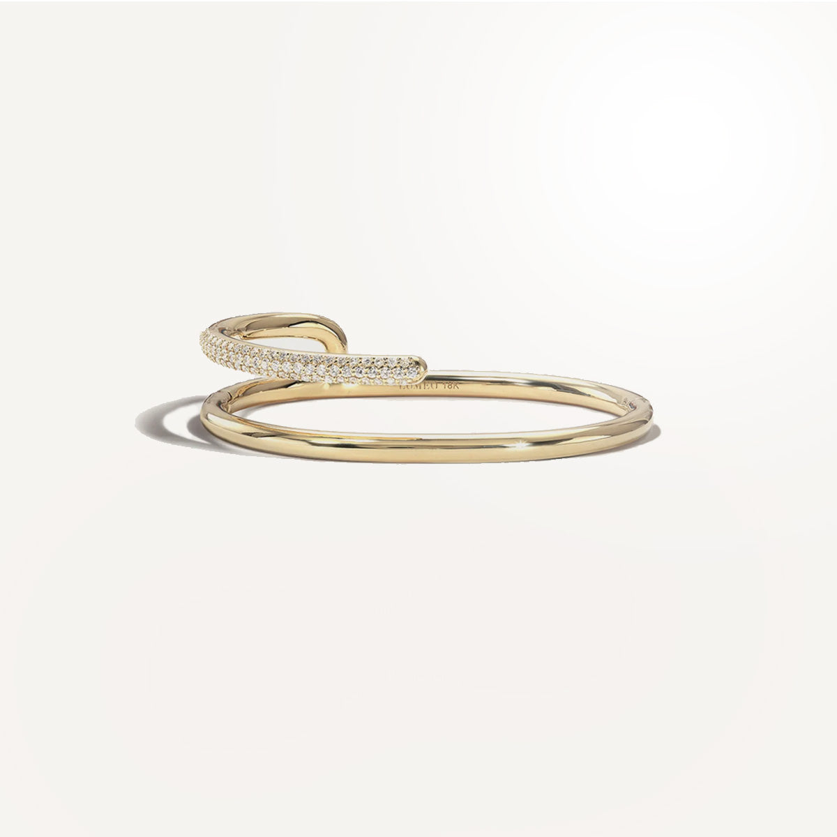 LUMEO Half Pave Bracelet in 18k Solid Yellow Gold 