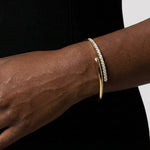 LUMEO Jaycee Half Pave Bracelet in 18k Solid Yellow Gold on model