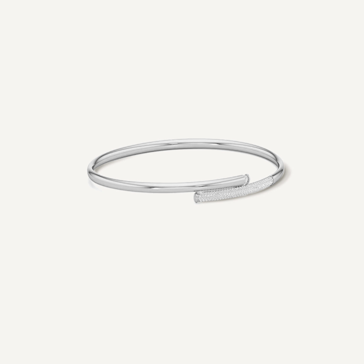 LUMEO The Aurelia Bypass Bangle in Platinum or 18k Solid White Gold 