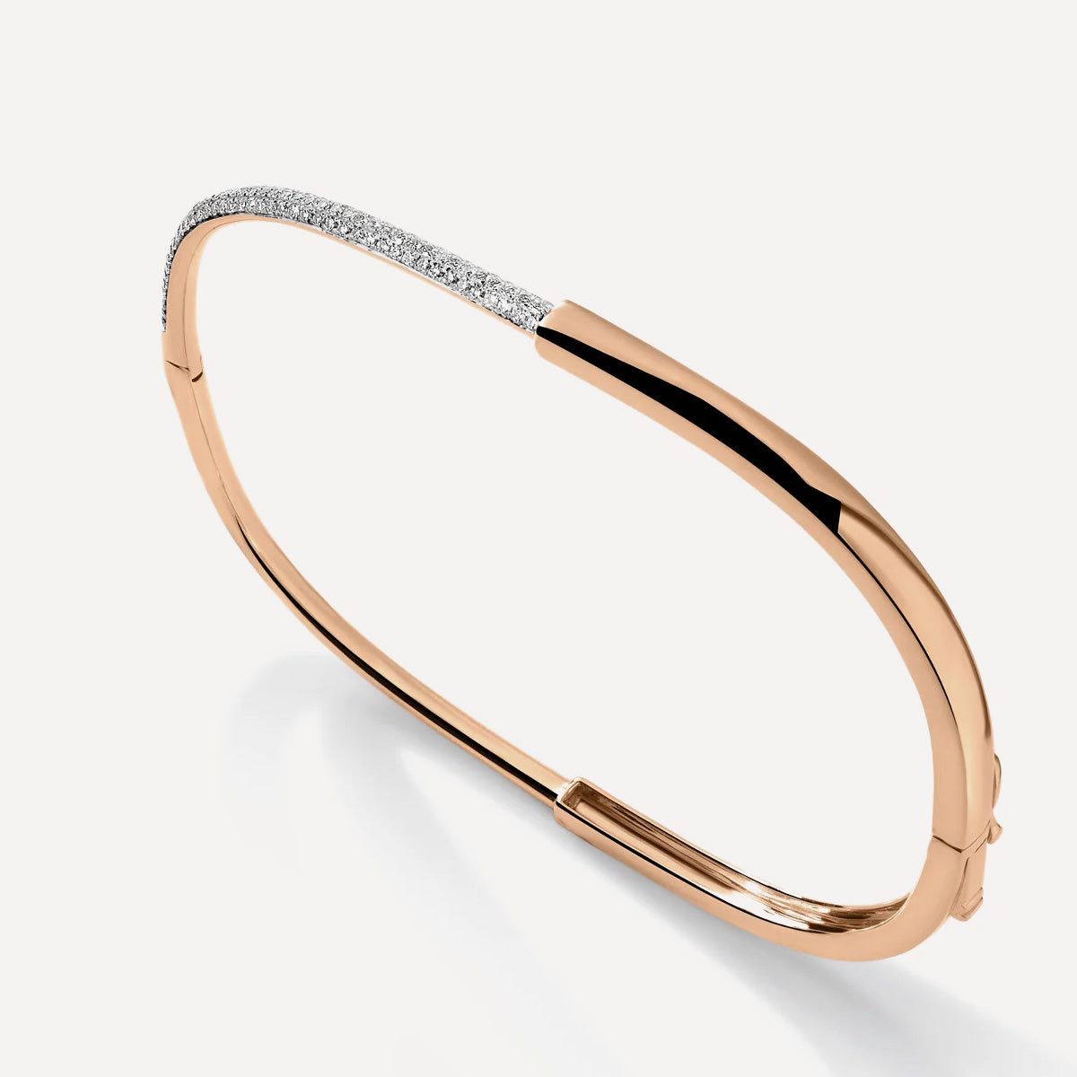 LUMEO Seraphina Pave Bangle in 18k Solid Rose Gold Side View 