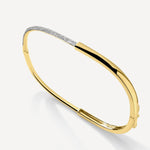 LUMEO Seraphina Pave Bangle in 18k Solid Yellow Gold Side View 
