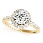 LUMEO Round Halo Diamond Engagement Ring Front View in 18k Solid Yellow Gold 