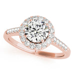 LUMEO Round Halo Diamond Engagement Ring Front View in 18k Solid Rose Gold 