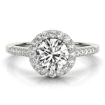 LUMEO Round Halo Diamond Engagement Ring Angle View in Platinum 