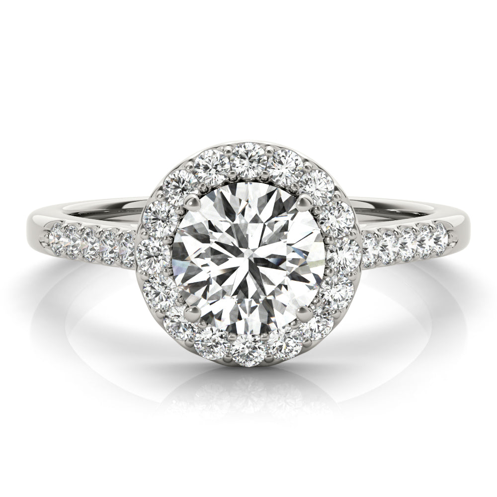 LUMEO Round Halo Diamond Engagement Ring Angle View in Platinum 