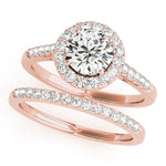 LUMEO Round Halo Diamond Engagement Ring Set in 18k Solid Rose Gold 