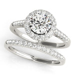 LUMEO Round Halo Diamond Engagement Ring Set in Platinum 