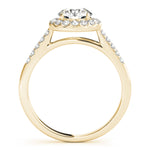 LUMEO Round Halo Diamond Engagement Ring Side View in 18k Solid Yellow Gold 