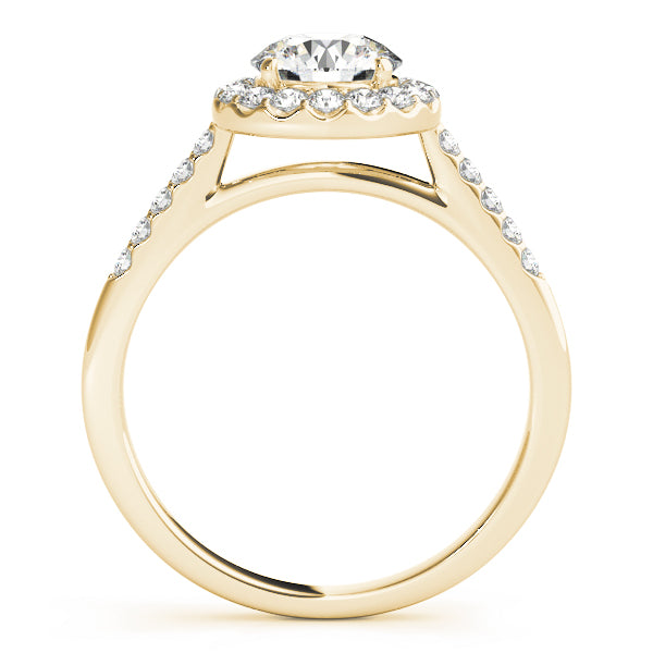 LUMEO Round Halo Diamond Engagement Ring Side View in 18k Solid Yellow Gold 