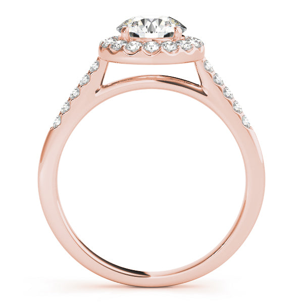 LUMEO Round Halo Diamond Engagement Ring Side View in 18k Solid Rose Gold 