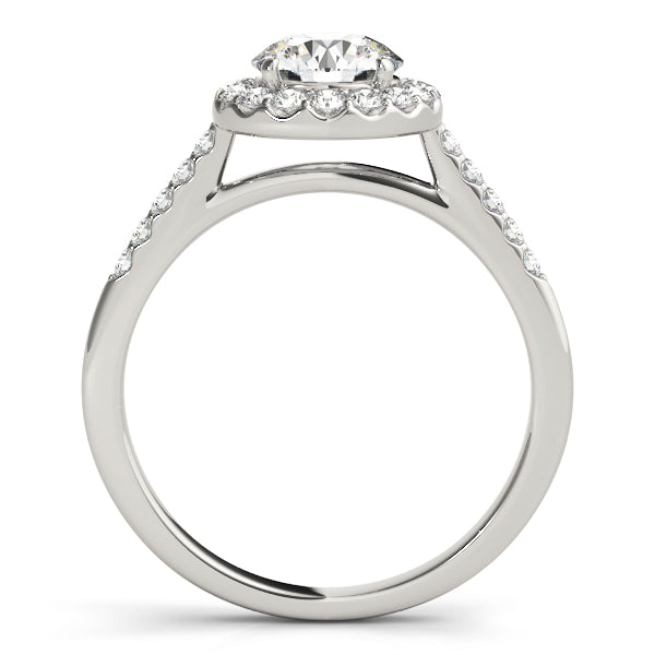 LUMEO Round Halo Diamond Engagement Ring Side View in Platinum 