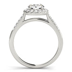 LUMEO Round Halo Diamond Engagement Ring Side View in Platinum 