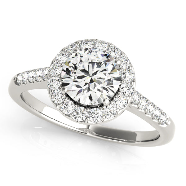 LUMEO Round Halo Diamond Engagement Ring Angle View in Platinum 