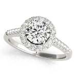 LUMEO Round Halo Diamond Engagement Ring Angle View in Platinum 