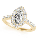 LUMEO Marquise Halo Diamond Engagement Ring Front View in 18k Solid Yellow Gold 